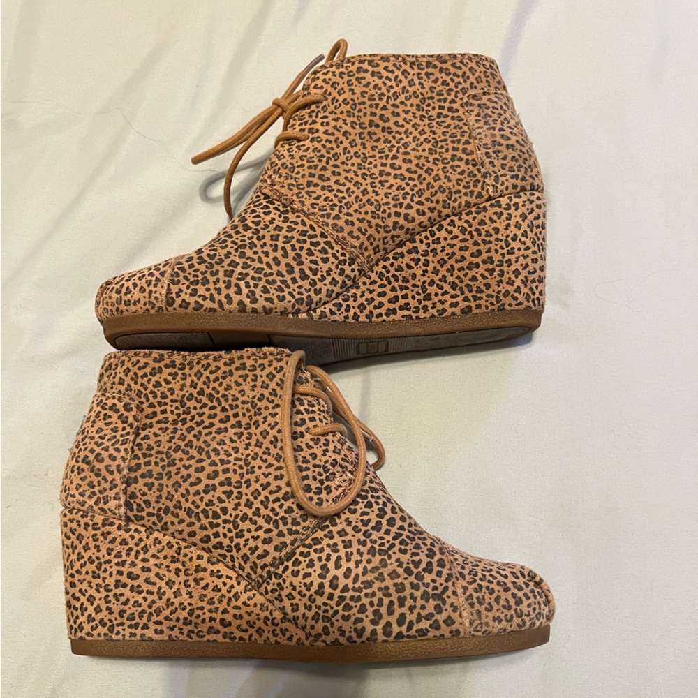 Leopard Print Wedge Ankle Boots